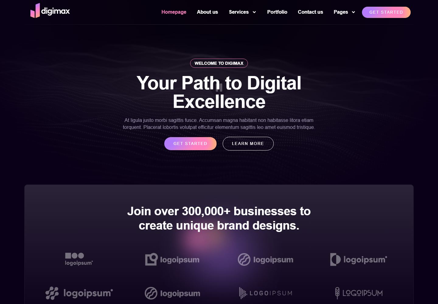 Homepage preview of Digimax Digital Landing Page
